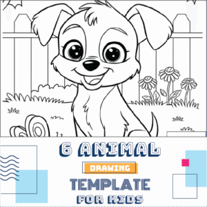 Kids Animal Art Pack of 6 Printable Coloring Templates